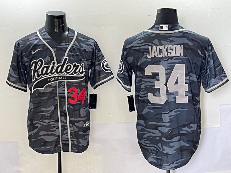 Men 2025 Oakland Raiders #34 Jackson Camo Joint Name Nike Limited NFL Jersey style 4->oakland raiders->NFL Jersey